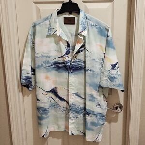 ClearWater men's short sleeve shirt, XXL, Blue with deep see fishing them